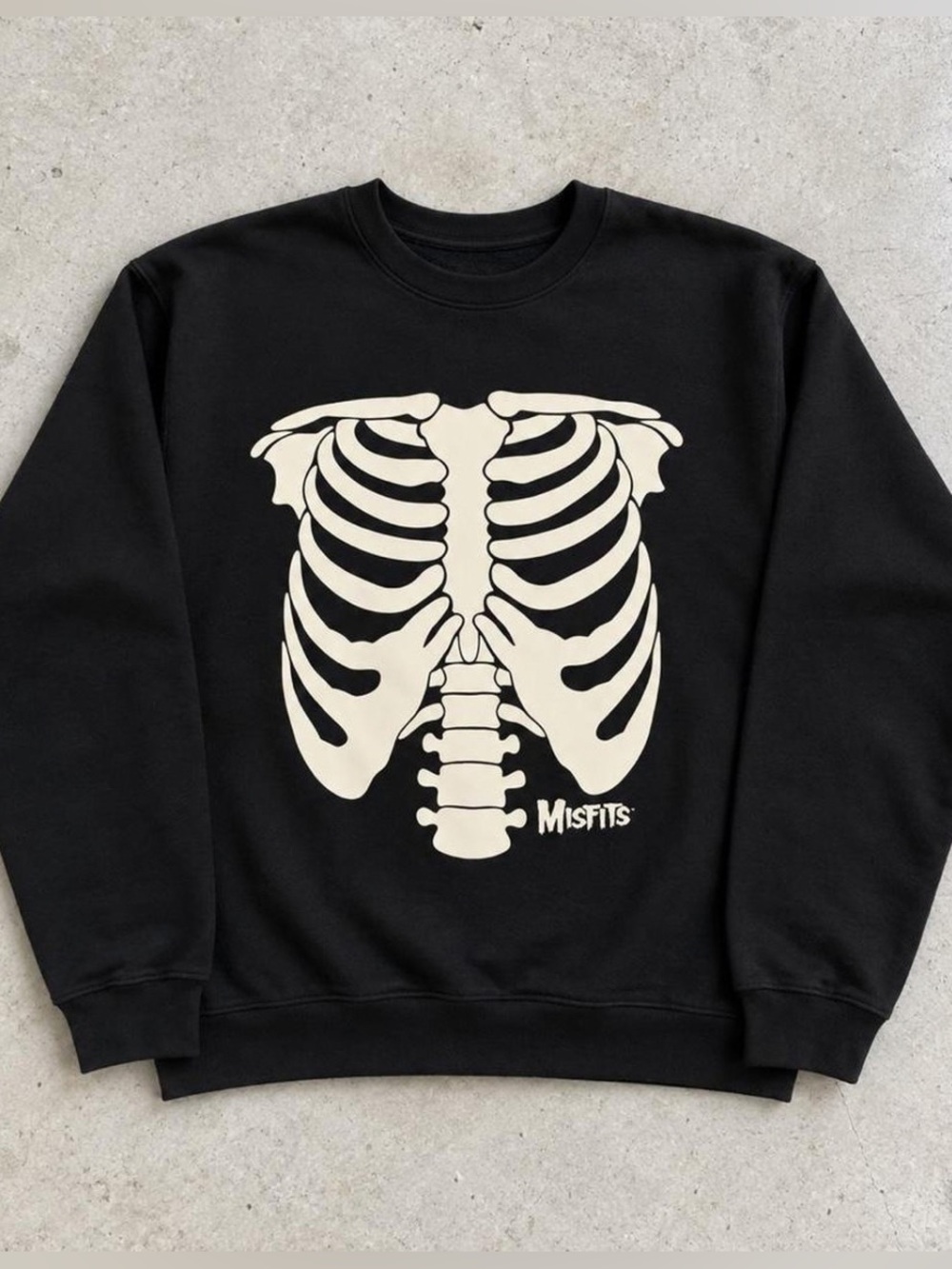 Classic Black Misfits Sweatshirt, Men's Skeleton Body Sweatshirt For Unisex